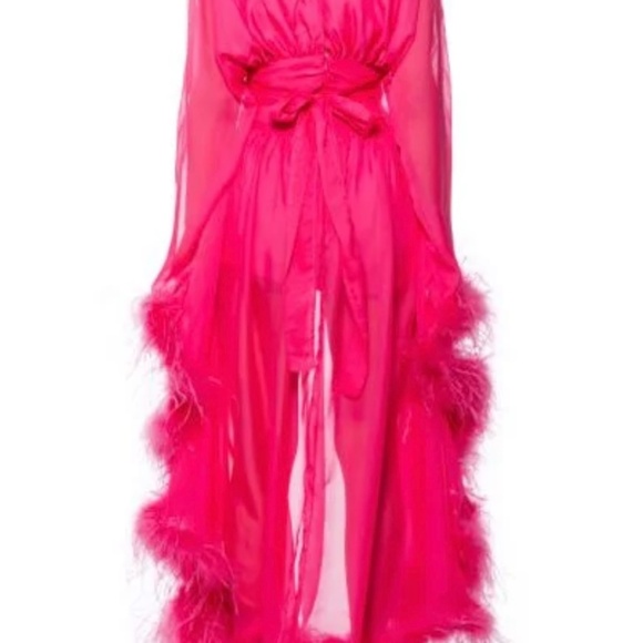 Pink Feather Trim Maxi Dress - NWT - Picture 3 of 9